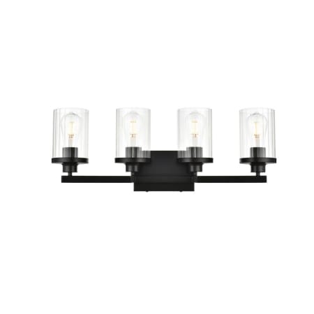 Elegant Lighting Thane 4 Light 25" Wide Vanity Light Black / Clear