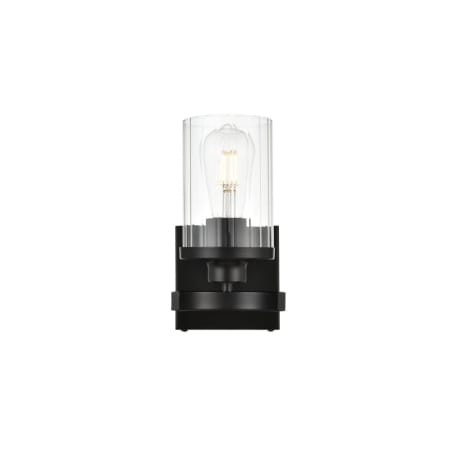 Elegant Lighting Thane 10" Tall Bathroom Sconce Black / Clear