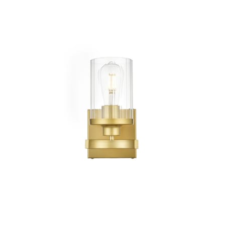 Elegant Lighting Thane 10" Tall Bathroom Sconce Brass / Clear