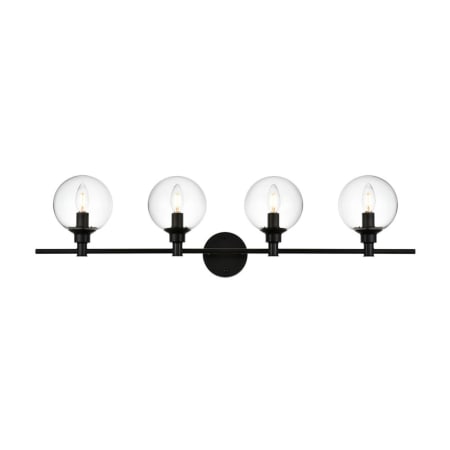 Elegant Lighting Jaelynn 4 Light 10" Tall Bathroom Sconce Black / Clear