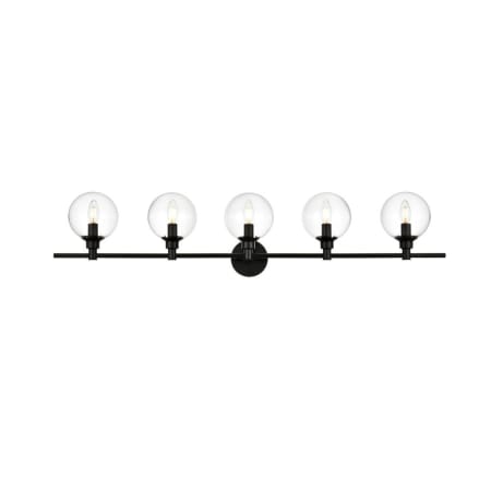 Elegant Lighting Jaelynn 5 Light 10" Tall Bathroom Sconce Black / Clear