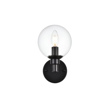 Elegant Lighting Jaelynn 10" Tall Bathroom Sconce Black / Clear