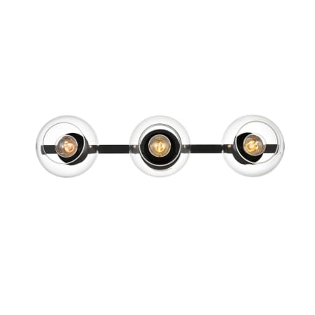 Elegant Lighting Rogelio 3 Light 7" Tall Bathroom Sconce Black / Clear