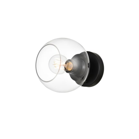 Elegant Lighting Rogelio 7" Tall Bathroom Sconce Black / Clear