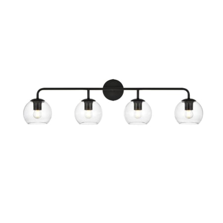 Elegant Lighting Genesis 4 Light 10" Tall Bathroom Sconce Black / Clear