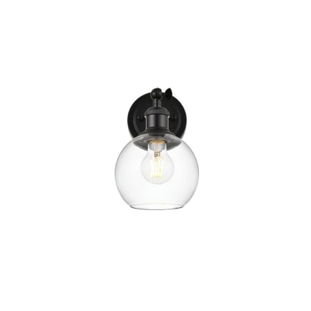 Elegant Lighting Kai 11" Tall Bathroom Sconce Black / Clear