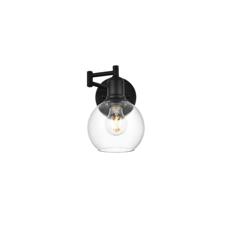 Elegant Lighting Davian 9" Tall Wall Sconce Black / Clear