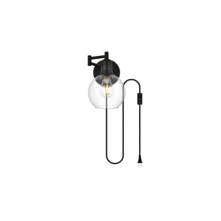 Elegant Lighting Caspian 9" Tall Plug-In Wall Sconce Black / Clear