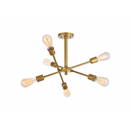 Elegant Lighting Axel 6 Light 17" Wide Semi-Flush Ceiling Fixture Brass