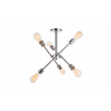 Elegant Lighting Axel 6 Light 17" Wide Semi-Flush Ceiling Fixture Polished Nickel