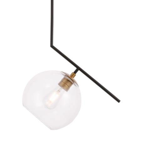 Elegant Lighting Ryland Single Light 16" Wide Pendant with Clear Glass Black / Brass