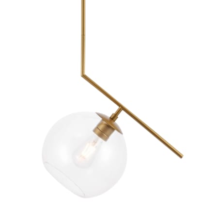 Elegant Lighting Ryland Single Light 16" Wide Pendant with Clear Glass Brass