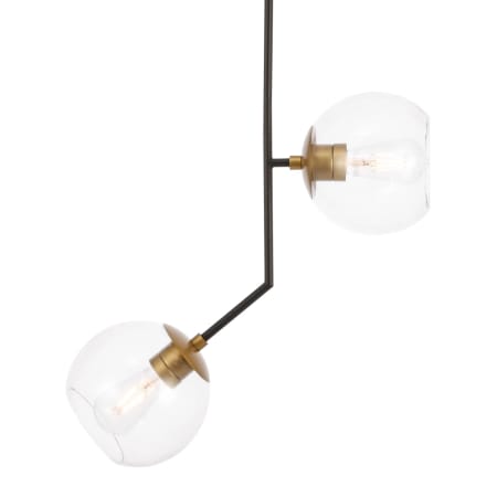 Elegant Lighting Ryland 2 Light 21" Wide Multi Light Pendant with Clear Glass Black / Brass
