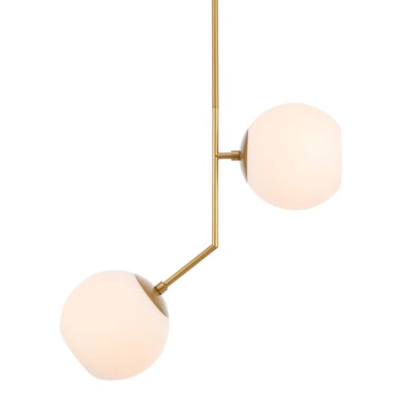 Elegant Lighting Ryland 2 Light 21" Wide Multi Light Pendant with Frosted Glass Brass