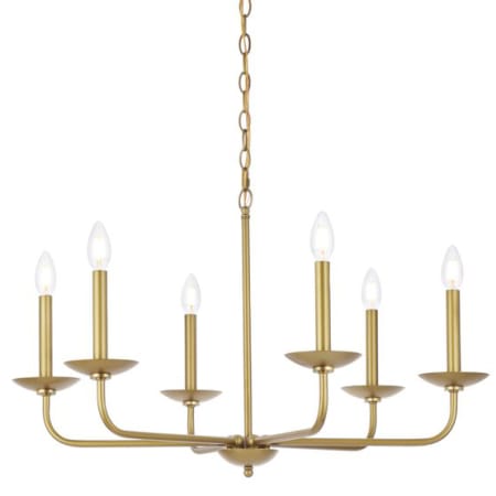 Elegant Lighting Cohen 6 Light 30" Wide Taper Candle Style Chandelier Brass