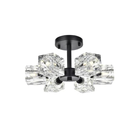 Elegant Lighting Lyra 6 Light 14" Wide Semi-Flush Ceiling Fixture Black