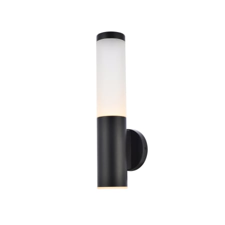 Elegant Lighting Raine 16" Tall LED Outdoor Wall Sconce - Cylindrical Black