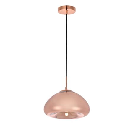 Elegant Lighting Reflection Single Light 11" Wide Pendant with a Glass Shade Copper