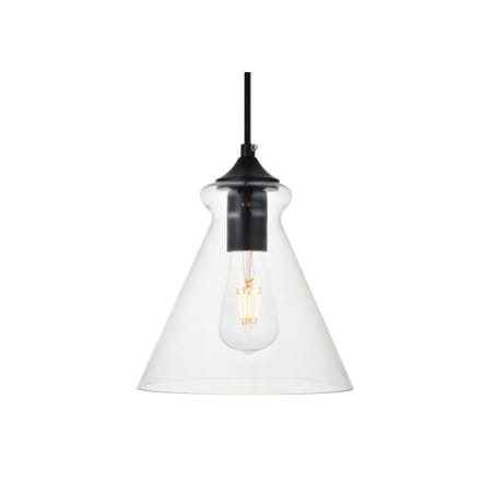 Elegant Lighting Destry 8" Wide Plug-In Mini Pendant with Clear Glass Shade Black