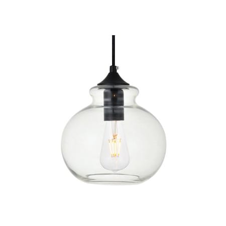 Elegant Lighting Destry 8" Wide Plug-In Mini Pendant with Clear Glass Shade Black