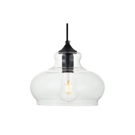 Elegant Lighting Destry 9" Wide Plug-In Mini Pendant with Clear Glass Shade Black