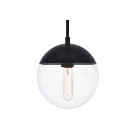 Elegant Lighting Eclipse 8" Wide Plug-In Mini Pendant with Clear Glass Shade Black