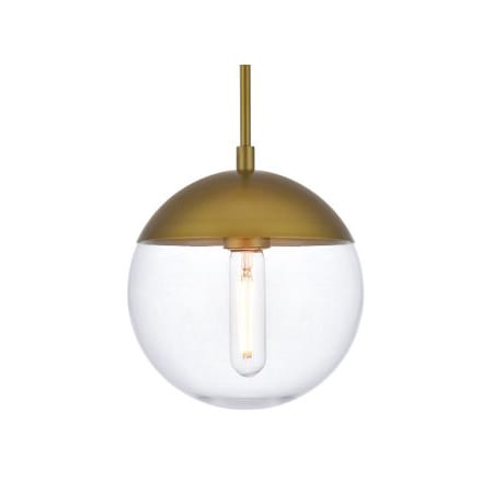 Elegant Lighting Eclipse 8" Wide Plug-In Mini Pendant with Clear Glass Shade Brass