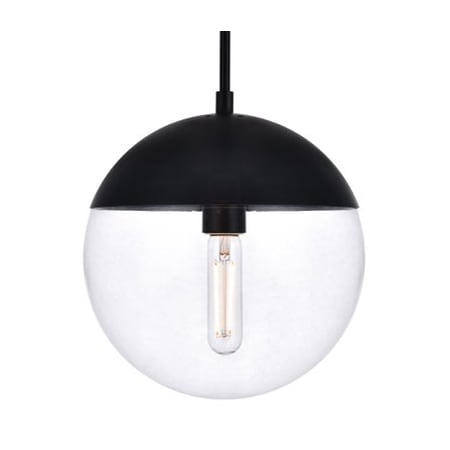 Elegant Lighting Eclipse 10" Wide Plug-In Mini Pendant with Clear Glass Shade Black