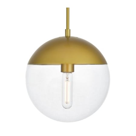 Elegant Lighting Eclipse 10" Wide Plug-In Mini Pendant with Clear Glass Shade Brass
