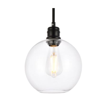 Elegant Lighting Emett 8" Wide Plug-In Mini Pendant with Clear Glass Shade Black