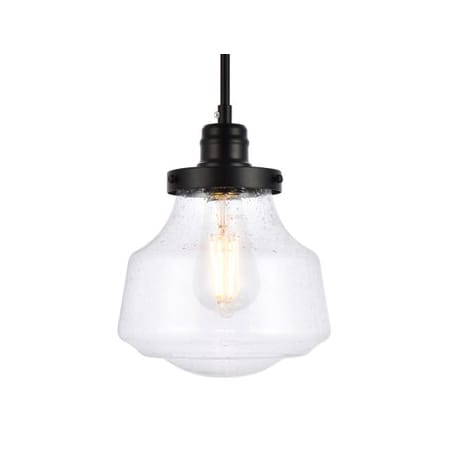 Elegant Lighting Lyle 8" Wide Plug-In Mini Pendant with Bubble Glass Shade Black