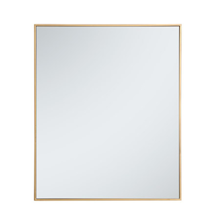 Elegant Lighting Elene 30" W x 36" H Contemporary Rectangular Metal Framed Bathroom Wall Mirror Brass