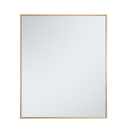 Elegant Lighting Monet 30" W x 36" H Contemporary Rectangular Metal Framed Bathroom Wall Mirror Brass