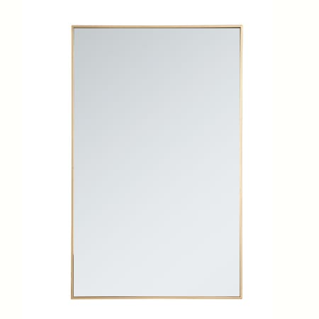 Elegant Lighting Monet 30" W x 48" H Contemporary Rectangular Metal Framed Bathroom Wall Mirror Brass