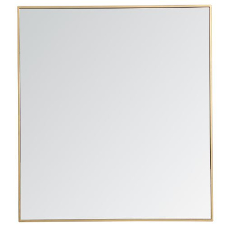 Elegant Lighting Vatinius 36" W x 40" H Traditional Rectangular Framed Bathroom Wall Mirror Brass