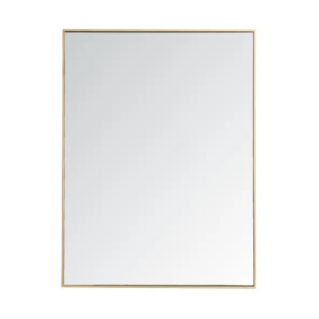 Elegant Lighting Vatinius 48" W x 36" H Traditional Rectangular Framed Bathroom Wall Mirror Brass