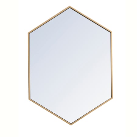 Elegant Lighting Decker 24" W x 34" H Contemporary Geometric Framed Bathroom Wall Mirror Brass