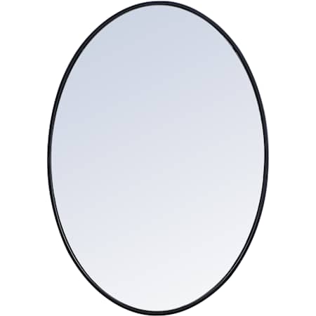 Elegant Lighting Farren 33-1/4" W x 24" H Oval Metal Framed Bathroom Mirror Black