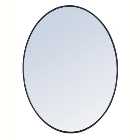 Elegant Lighting Decker 30" W x 40" H Contemporary Oval Framed Bathroom Wall Mirror Black