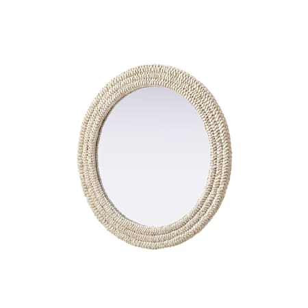 Elegant Lighting Marlowe 30" Diameter Circular Flat Medium Density Fiberboard (MDF) Framed Accent Mirror Linen White