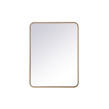Elegant Lighting Evermore 24" W x 32" H Contemporary Rectangular Framed Bathroom Wall Mirror Brass