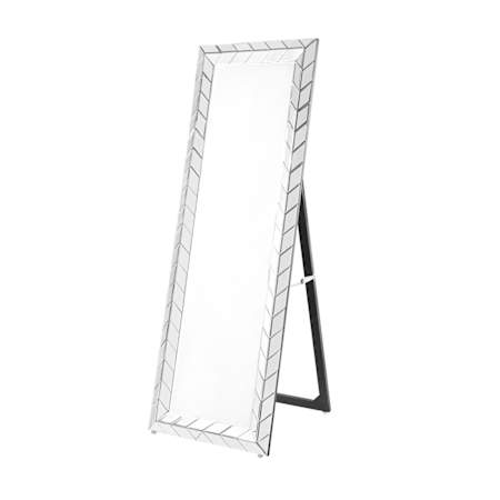 Elegant Lighting Modern 22"W x 63"H Rectangular Beveled Crystal and Medium Density Fiberboard (MDF) Framed Full Length Mirror Clear