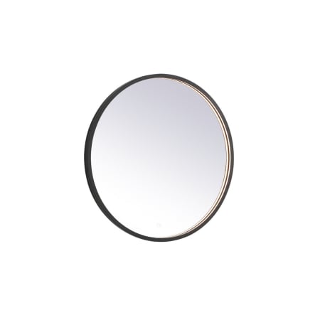 Elegant Lighting Pier 28" Diameter Modern Circular Aluminum Framed Bathroom Wall Mirror with LED Lighting Black