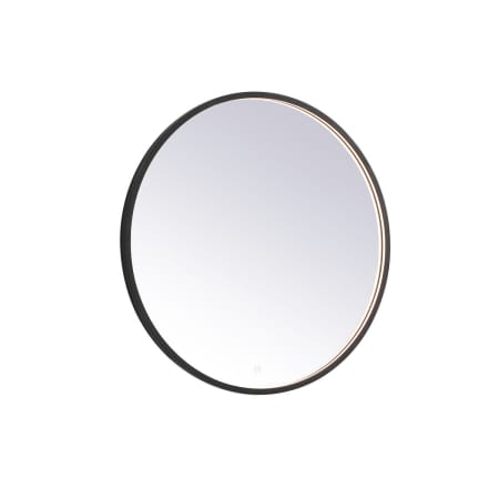 Elegant Lighting Pier 32" Diameter Modern Circular Aluminum Framed Bathroom Wall Mirror with LED Lighting Black