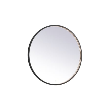 Elegant Lighting Pier 36" Diameter Modern Circular Aluminum Framed Bathroom Wall Mirror with LED Lighting Black