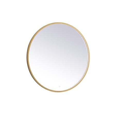 Elegant Lighting Pier 36" Diameter Modern Circular Aluminum Framed Bathroom Wall Mirror with LED Lighting Brass