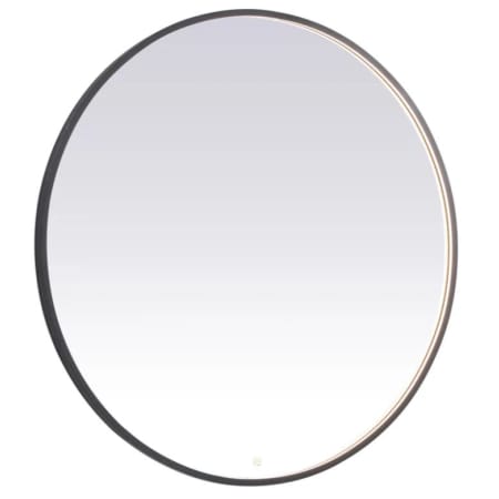 Elegant Lighting Pier 45" Diameter Modern Circular Aluminum Framed Bathroom Wall Mirror with LED Lighting Black