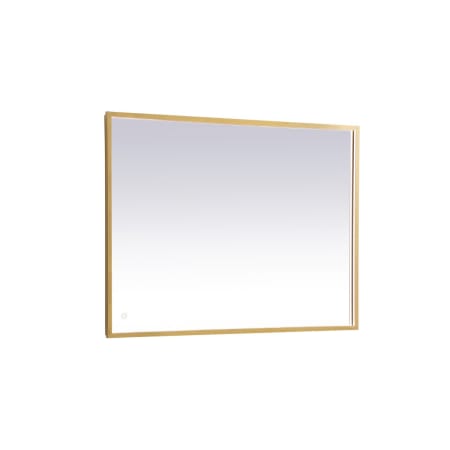 Elegant Lighting Pier 40" W x 30" H Modern Rectangular Aluminum Framed Bathroom Wall Mirror with LED Lighting Brass