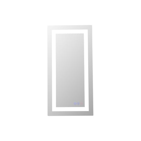 Elegant Lighting Riven 30"W x 20"H Rectangular Flat Frameless Wall Mounted Bathroom Mirror with Lighting White
