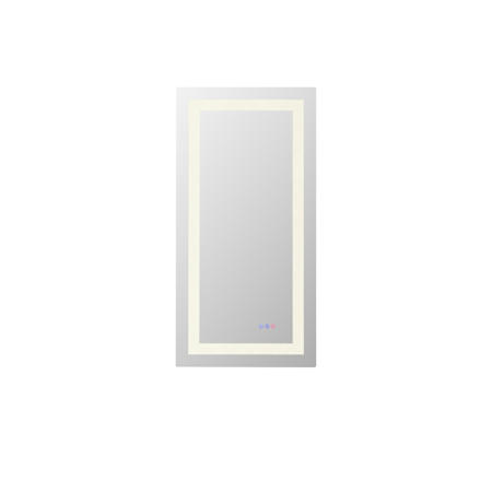 Elegant Lighting Riven 40"W x 20"H Rectangular Flat Frameless Wall Mounted Bathroom Mirror with Lighting White